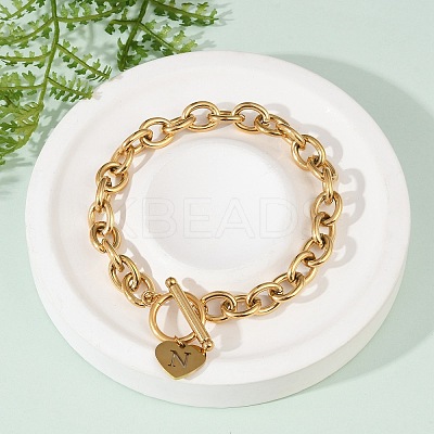 Golden 304 Stainless Steel Charm Bracelets NJEW-K284-01G-N-1