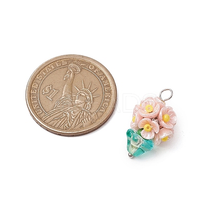 Glass Seed Beaded Flowerpot Pendants PALLOY-MZ00520-1