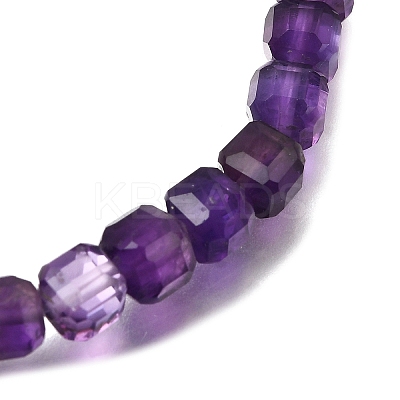 Natural Amethyst Cube Beads Stretch Bracelets for Men Women BJEW-JB12275-1