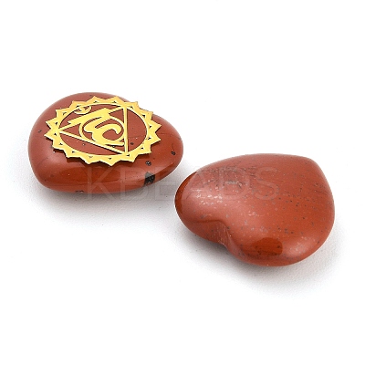 7Pcs 7 Styles Chakra Natural Red Jasper Love Heart Ornaments Figurines G-P533-01A-1