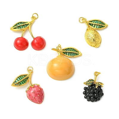 5Pcs 5 Styles Brass Rhinestone Pendants KK-CJ0003-38-1