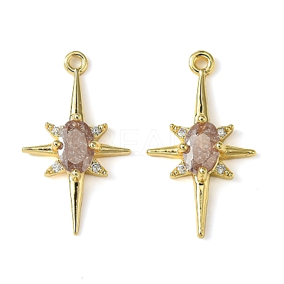 Brass Micro Pave Cubic Zirconia Pendants KK-M277-08G-02-1