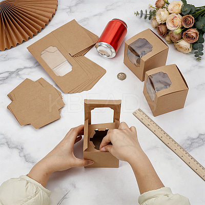 Cube Paper Cupcake Storage Boxes with Visible Window LS-BAKE-WH0002-002A-1