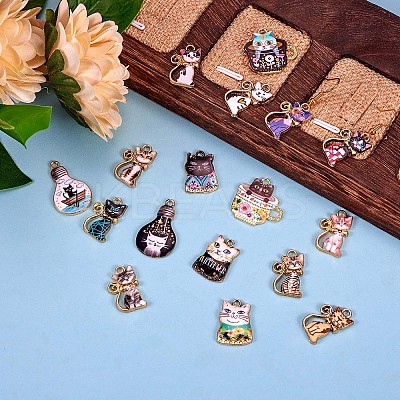 18Pcs 4 Style Halloween Alloy Enamel Pendants JX124A-1