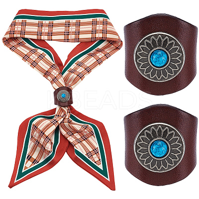 Flower Imitation Leather Scarf Clips AJEW-WH20001-16A-01-1