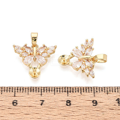 Brass with Cubic Zirconia Cup Pearl Peg Bails Pin Pendants KK-T079-51G-1
