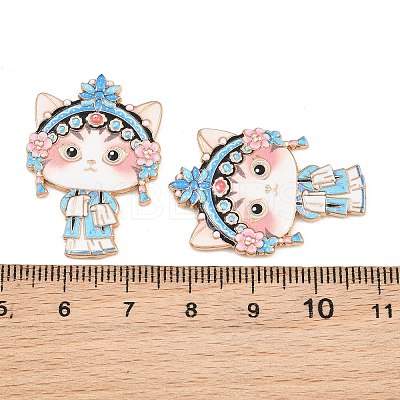 Peking Opera Cat Alloy Enamel Cabochons AL-CBA1A6F-04KCG-C-1