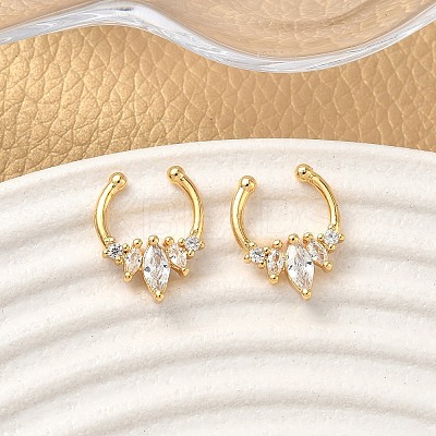 Brass Pave Clear Cubic Zirconia Circular/Horseshoe Barbell Nose Rings EJEW-D337-18C-G-1