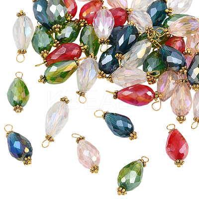 50Pcs Electroplate Faceted Glass Pendants FIND-SP0004-74-1