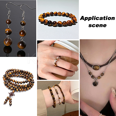 3 Strands 3 Styles Natural Grade AB Tiger Eye Round Beads Strands G-PA0001-38-1