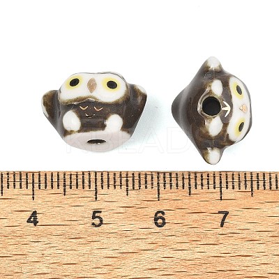 Cute Hand Painted Mini Owl Porcelain Beads PORC-F014-01B-1