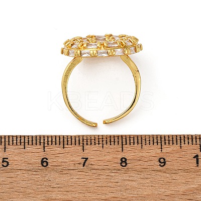 Brass Micro Pave Cubic Zirconia Cuff Rings RJEW-D323-02G-1