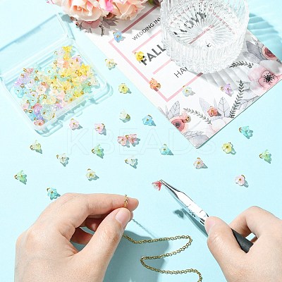 100Pcs Transparent Acrylic Flower Charms PALLOY-CJ00183-1