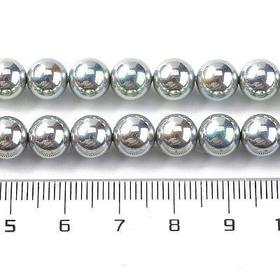 UV Plating Pearlized Glass Pearl Beads Strands GLAA-F128-01B-T23-1