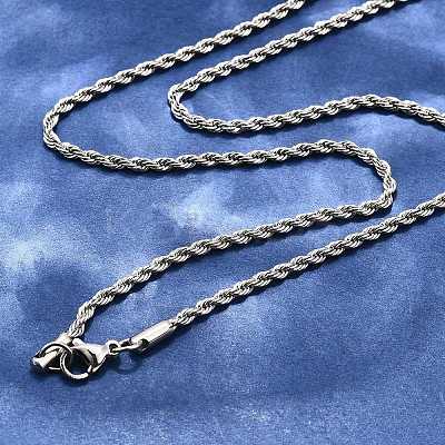 Tarnish Resistant 304 Stainless Steel Rope Chain Necklaces STAS-M174-014P-B-1