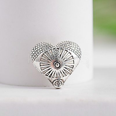 Tibetan Style Carved Heart Zinc Alloy Beads TIBEB-M028-01AS-1