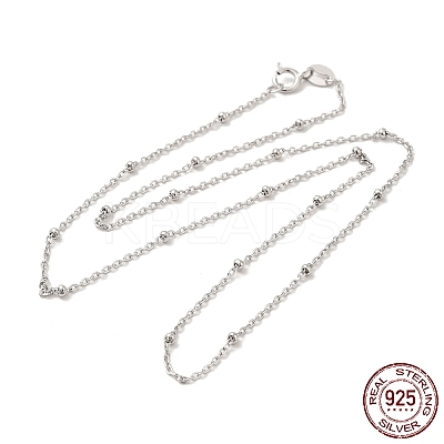 Rhodium Plated 925 Sterling Silver Satellite Chain Necklaces STER-NH0001-07A-P-1