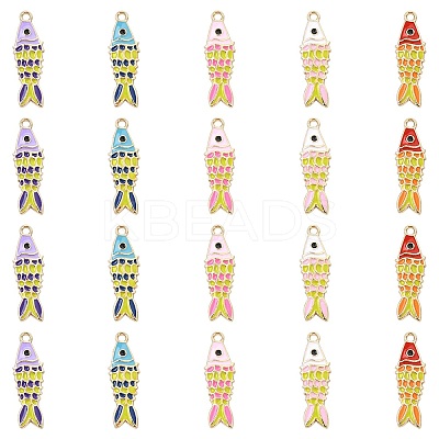40Pcs 5 Colors Alloy Enamel Pendants ENAM-CJ0007-46-1