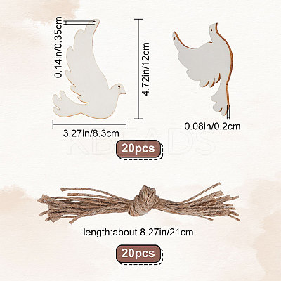 Animal Theme Unfinished Blank Wooden Pendants Set for Painting Arts WOOD-WH0124-26D-1
