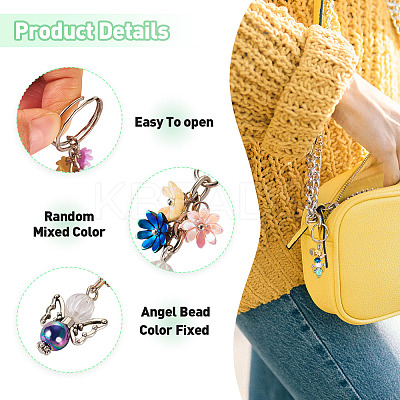 10Pcs 10 Colors Angel Acrylic Keychains KEYC-TA0001-26-1