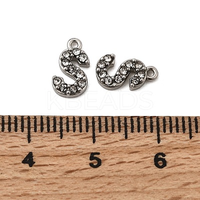 Letter 304 Stainless Steel Rhinestone Charms STAS-H240-24S-P-1