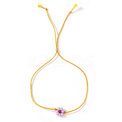 Daisy Charm Glass Seed Bead Slider Bracelets JL6020-4-1
