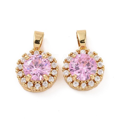 Brass Micro Pave Cubic Zirconia Charms KK-E068-VC423-1