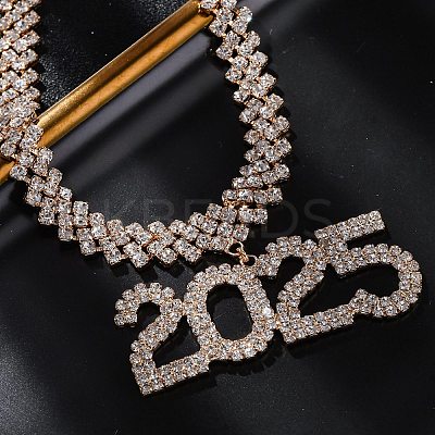 Brass Full Crystal Rhinestone 2025 Pendant Necklaces for Women NJEW-Q005-01G-1