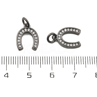 CZ Brass Micro Pave Cubic Zirconia Horse Shoe Charms LS-ZIRC-L018-13B-1