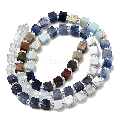 Opalite & Synthetic Turquoise & Natural Dyed White Jade & Howlite & Shoushan Stone & Sodalite Beads Strands G-H333-03E-1