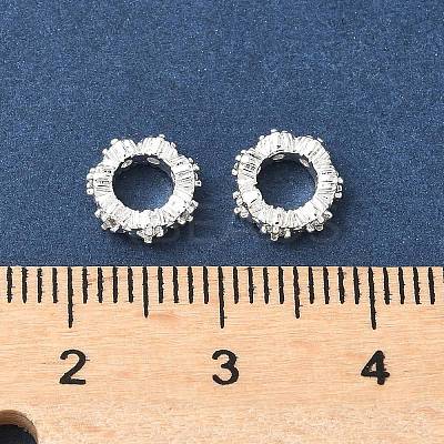 Brass Micro Pave Cubic Zirconia Rondelle European Beads KK-A254-20S-1