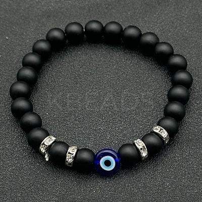 Natural Obsidian Beads Stretch Bracelets for Women Men JL6065-1-1