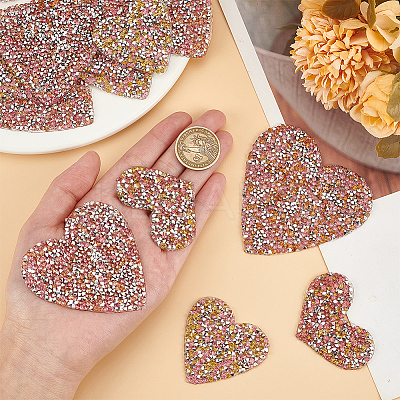 4 Styles Heart Hotfix Rhinestone Iron on Patches Appliques PATC-CP0001-02A-1