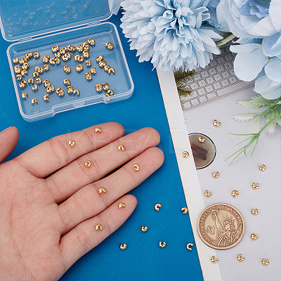 100Pcs Brass Crimp Beads Covers KK-UN0003-51-1