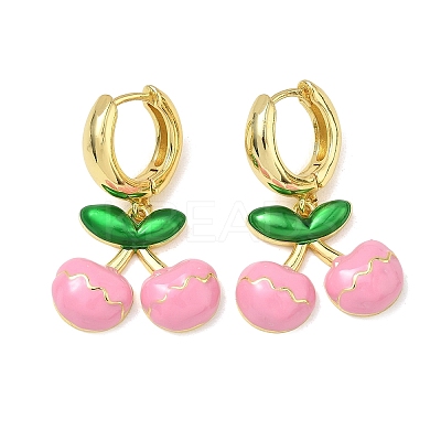Brass & Enamel Hoop Dangle Earrings for Women EJEW-A167-20G-01-1