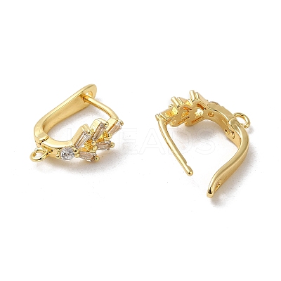 Flower Shape Rack Plating Brass Micro Pave Cubic Zirconia Hoop Earrings Finding KK-E084-47G-1