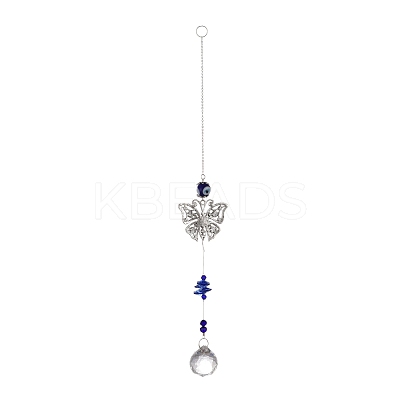 Alloy Butterfly Turkish Blue Evil Eye Pendant Decoration HJEW-M002-14AS-1