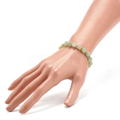 Natural Green Aventurine Round Beaded Stretch Bracelet BJEW-JB08197-03-1