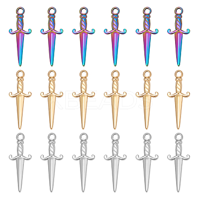 18Pcs 3 Colors 304 Stainless Steel Pendants STAS-UN0042-22-1