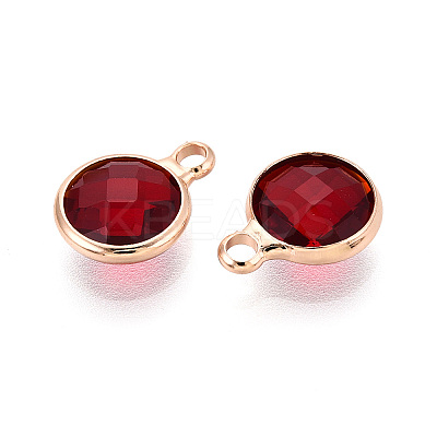 Golden Tone Brass Glass Charms X-GLAA-ZX008-24H-G-1