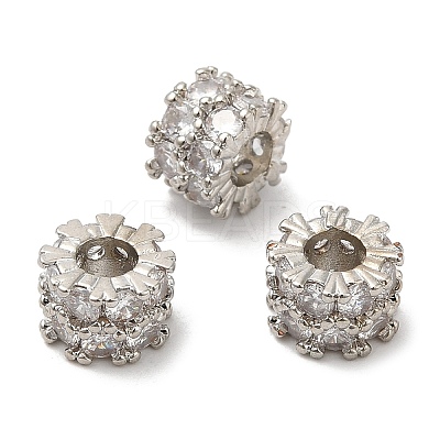 Rack Plating Brass Cubic Zirconia European Beads KK-R147-04P-1