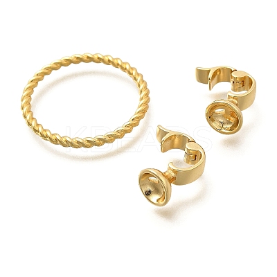 Flat Round Rack Plating Brass Fold Over Clasps KK-S508-20G-1