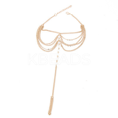 Alloy & Faceted Plastic Beads MultiLayer Tassel Toe Ring Anklets for Women FS-WG23F33-02-1