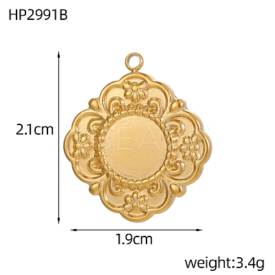 Flower 304 Stainless Steel Pendants Cabochon Settings STAS-OY007-09G-1