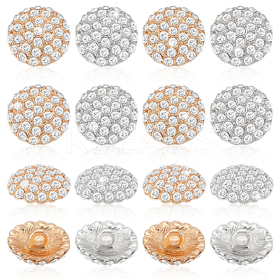 16Pcs 2 Colors 1-Hole Alloy Rhinestone Shank Buttons BUTT-GA0001-17-1