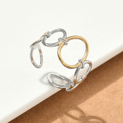 304 Stainless Steel Double Color Cuff Rings RJEW-S635-01GP-G-1