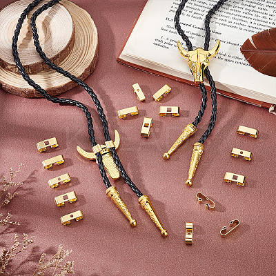 120Pcs 3 Styles Brass Bolo Tie Slides Clasp Accessories KK-PH0011-01-1
