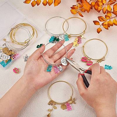 DIY Word Charm Bangle Making Kits DIY-SZ0008-09-1