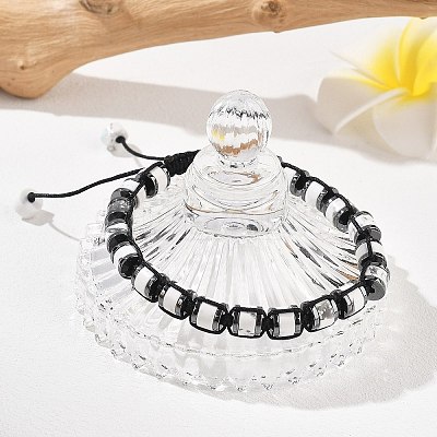 Adjustable Natural Howlite and Non-magnetic Synthetic Hematite Braided Bead Bracelets BJEW-Z090-01O-1