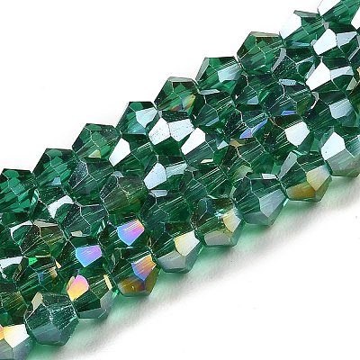 Transparent Electroplate Glass Beads Strands GLAA-F029-4mm-A10-1